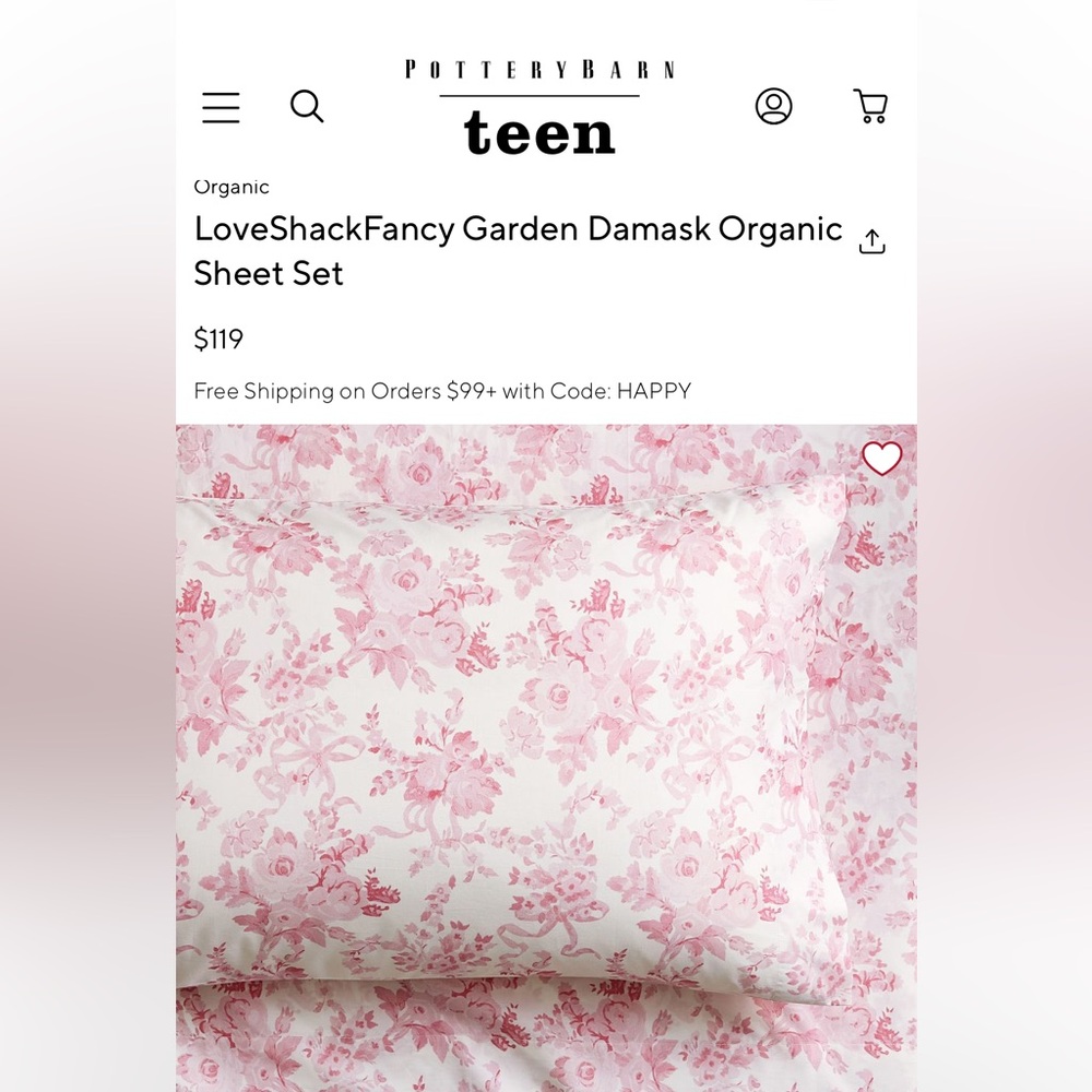Pottery Barn Love Shack Fancy Twin XL
sheet Set